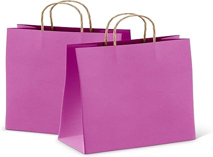 Amazon.com: Amiff - Bolsas de papel (6.3 x 2.4 x 4.7 in), color violeta Paquete de 25 bolsas de color morado. Kraft Carrier Bolsas con Asas para Compras, Merchandise, Supermercado Fuerte, reutilizable.: Office Products