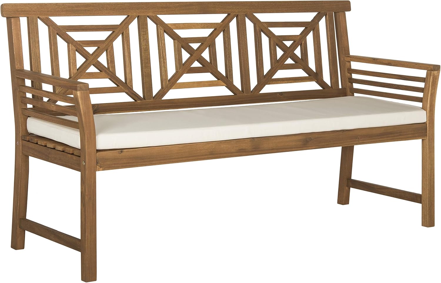 Safavieh PAT6737A Outdoor Collection Del Mar 3 Seat Bench, Natural/Beige : Garden & Outdoor