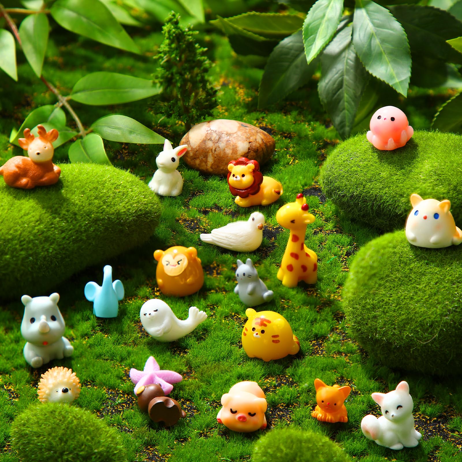 50 Pcs Mini Resin Animals Various Mini Animals Figurines for Farm Animal Figures,Dollhouse,Fairy House Garden,Micro Landscaping