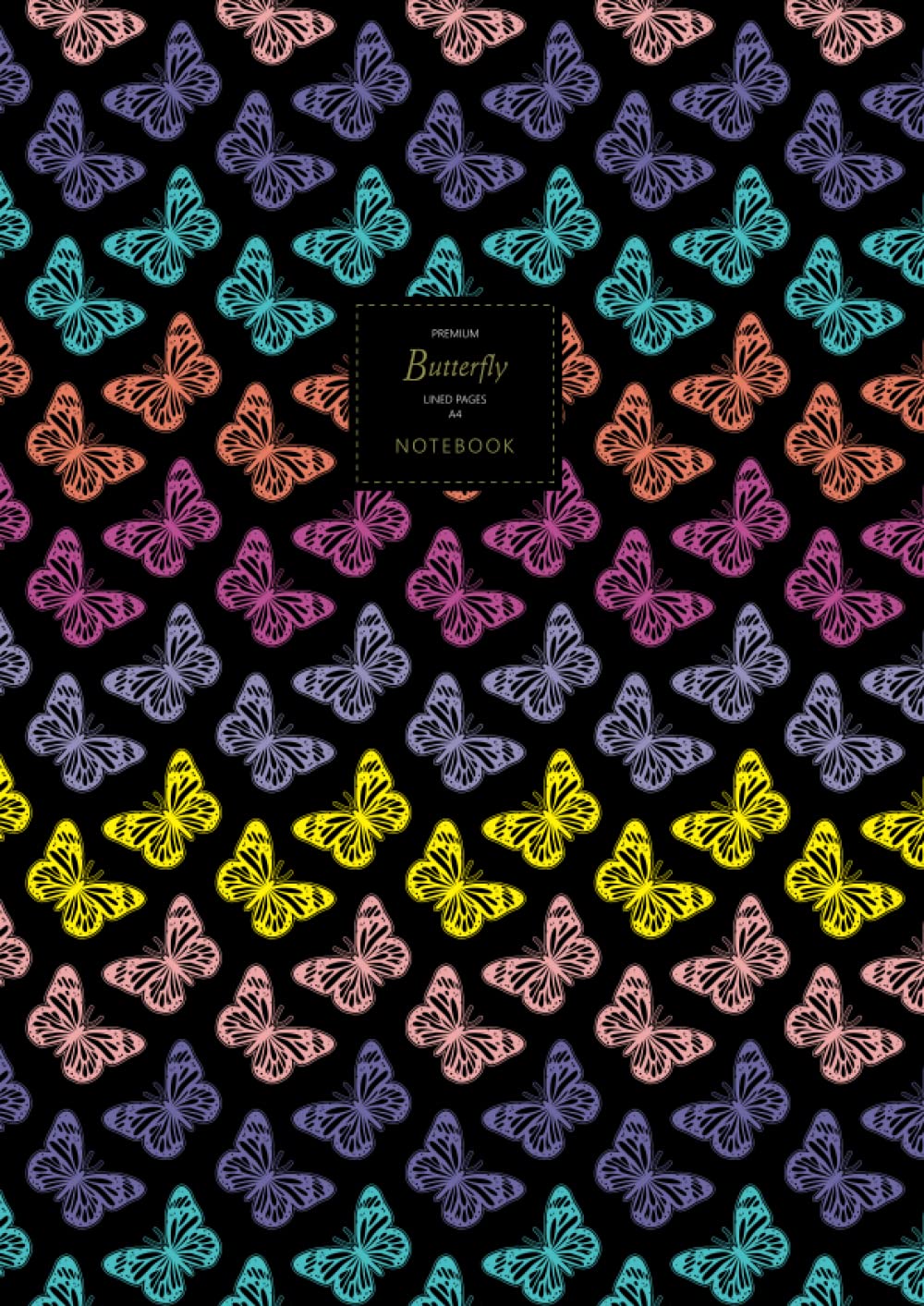 Butterfly Notebook - Lined Pages - A4 - Premium: (Chalk Board Edition) Fun notebook 192 lined pages (A4 / 8.27x11.69 inches / 21x29.7cm)