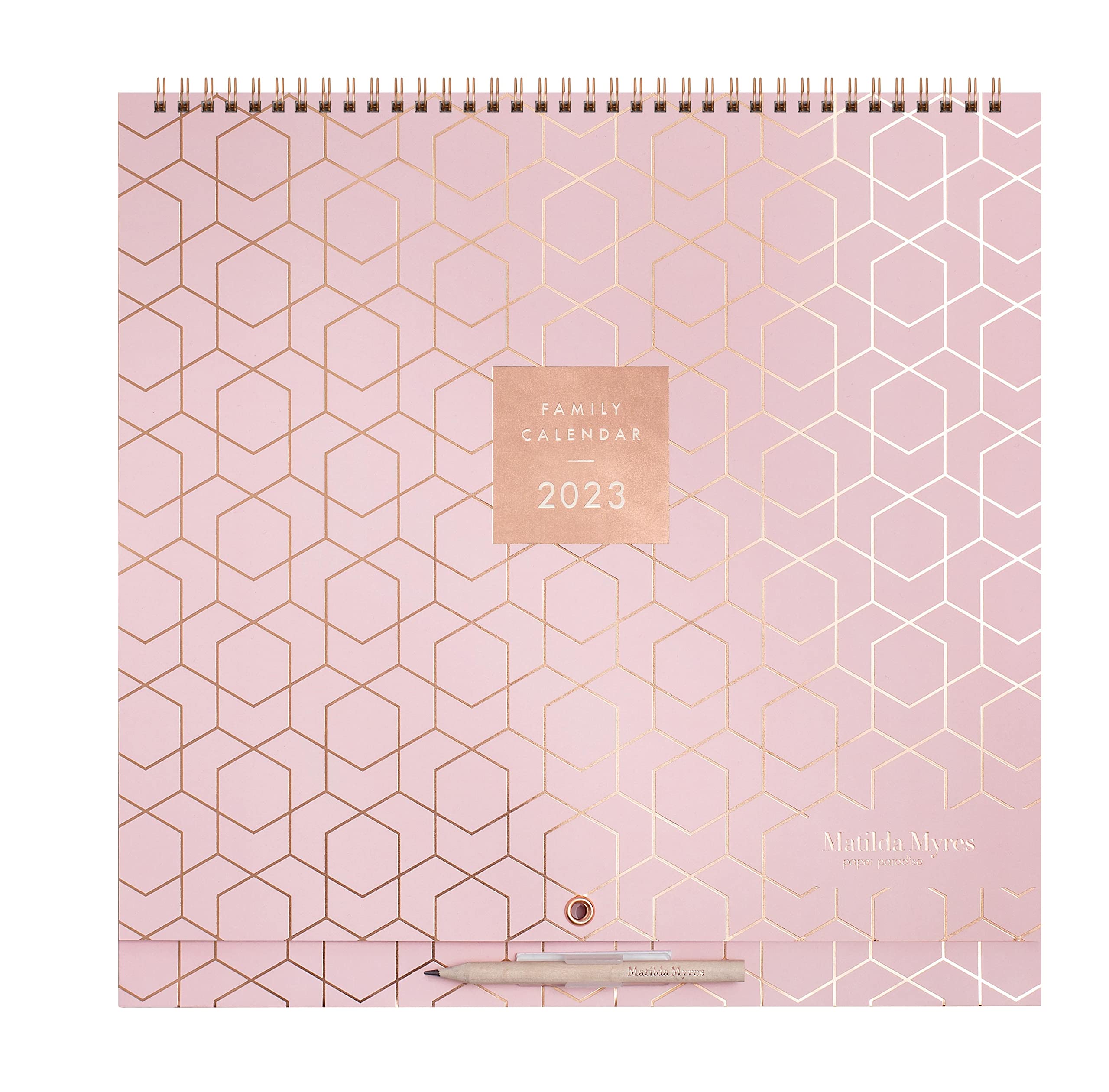 Matilda Myres 2023 Family Wall Calendar - 5 Persons - Activity Stickers - Pink