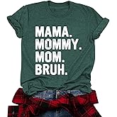 Mama Shirt for Women Mama Mommy Mom Bruh Mother's Day T Shirts Funny Short Sleeve Casual Tops Tees