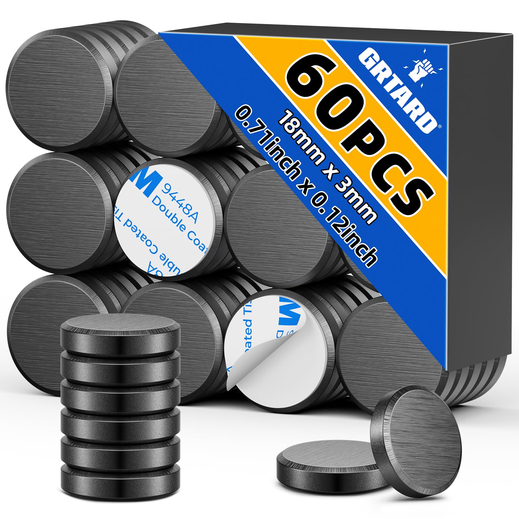 Photo 1 of Grtard 60Pcs Small Magnets for Crafts with Adhesive Backing,18x3mm Ceramic Magnets Craft, Strong Round Circle Magnet Perfect for Button DIY, Craft Hobbies, Science Projects