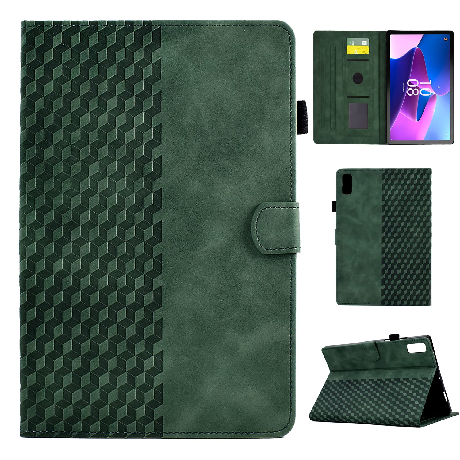 CASAFUNY Case for Lenovo Tab P11 2nd Gen 11.5 Inch, PU Leather Tablet Case with Auto Sleep/Wake Function, Multi-Angle Stand Cover, Green