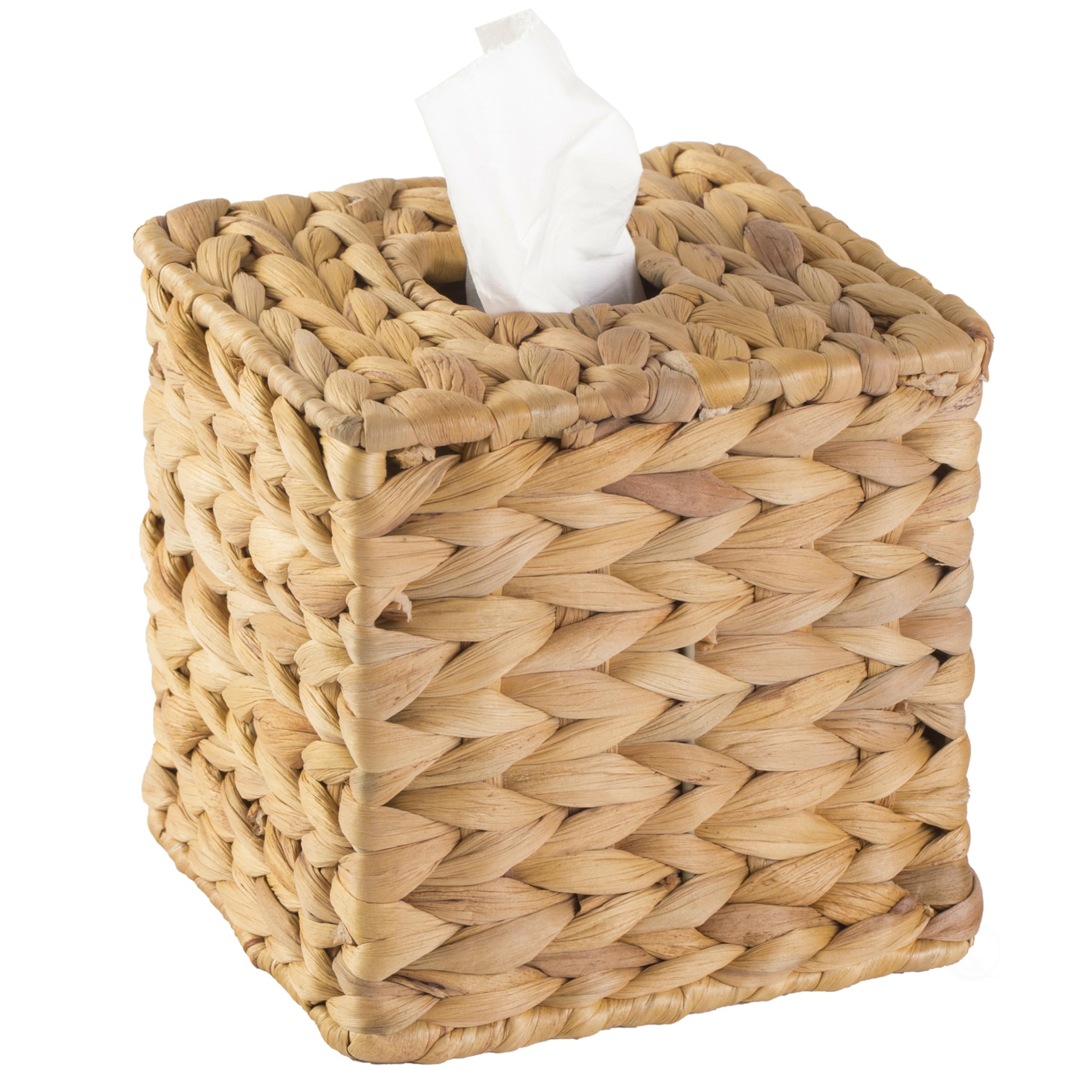 Vintiquewise Water Hyacinth Wicker Square Tissue Box Cover, Brown