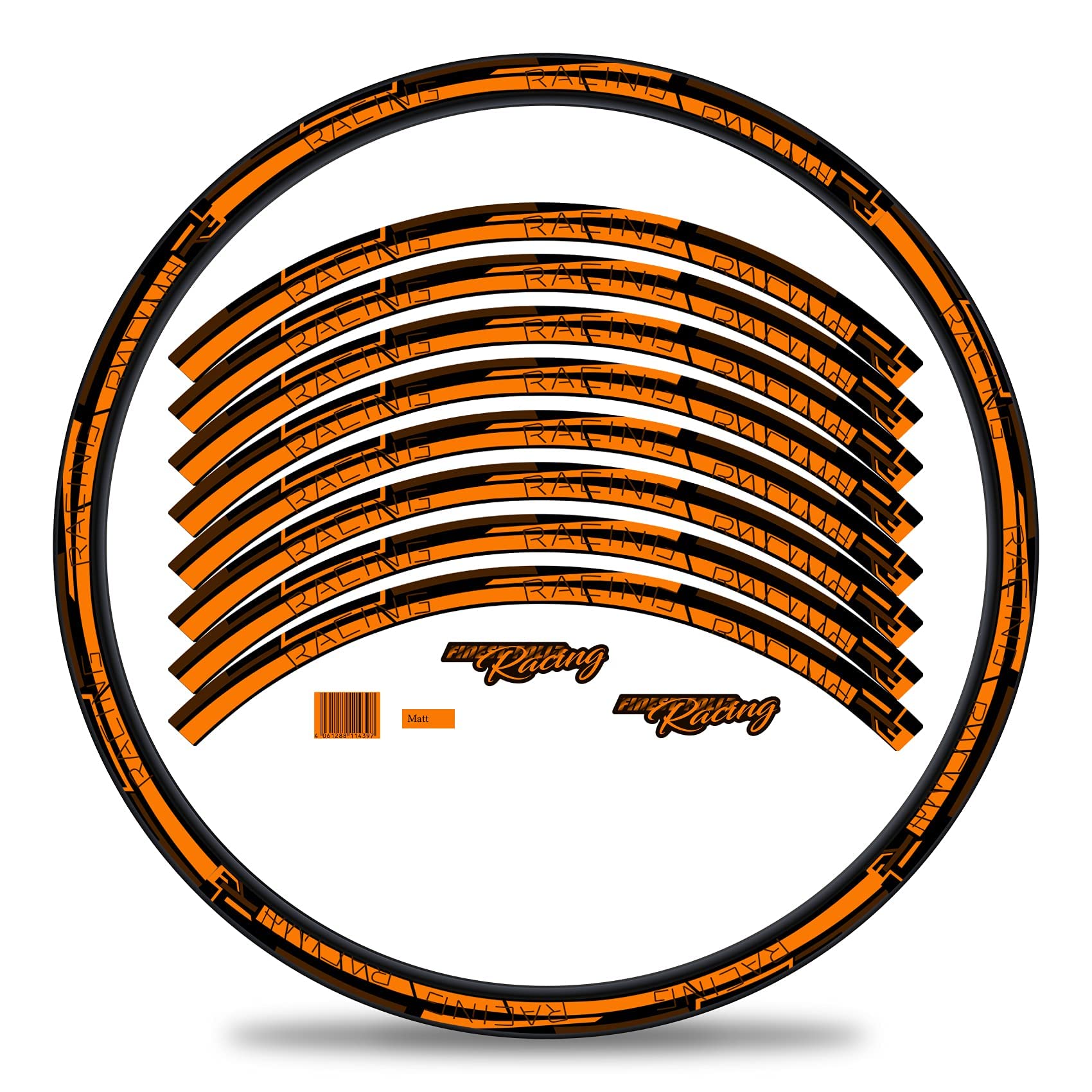Finest Folia Set of 16 Wheel Rim Stickers for Bicycle Rims in Stripes Design Complete Set for 27 Inch 29 Inch for Ebike Road Bike Mountain Bike MTB Balance Bike (Neon Orange, Matte)