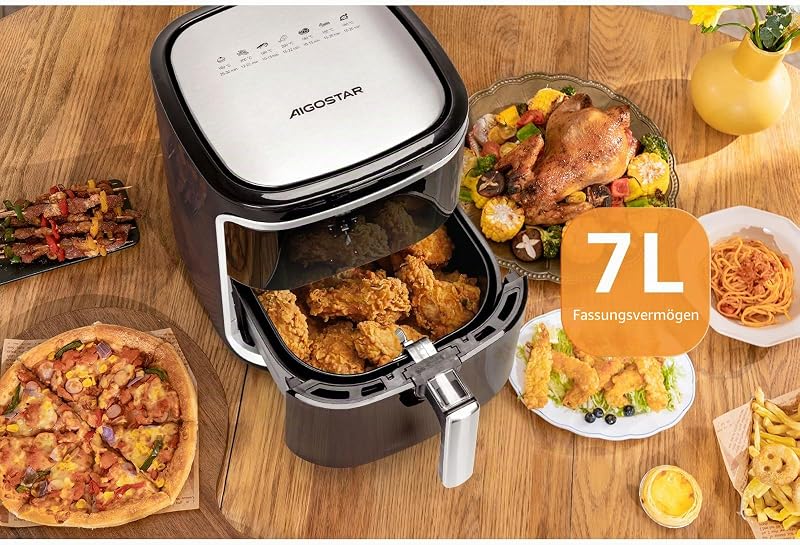Heißluftfritteuse 7L, 1900 W, Digitalem LED-Touchscreen Air Fryer