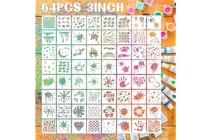 FELIXCRAFT Graffiti Stencils for Crafts - Plastic Reusable Small Stencils for Wood, Rock Painting (64pcs/3inch)
