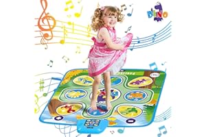 Growinlove Dance Mat for Kids, Musical Play Mat Dance Pad with 5 Game Modes, Music, Adjustable Volume, Light Up Dancing Challenge Mat, Birthday Gifts for 3 4 5 6 7 8 Year Old Girls Boys