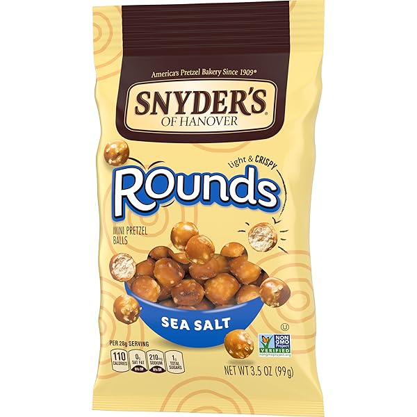 SNYDER’S OF HANOVER PRETZELS, ROUNDS, SEA SALT, 3.5 OZ