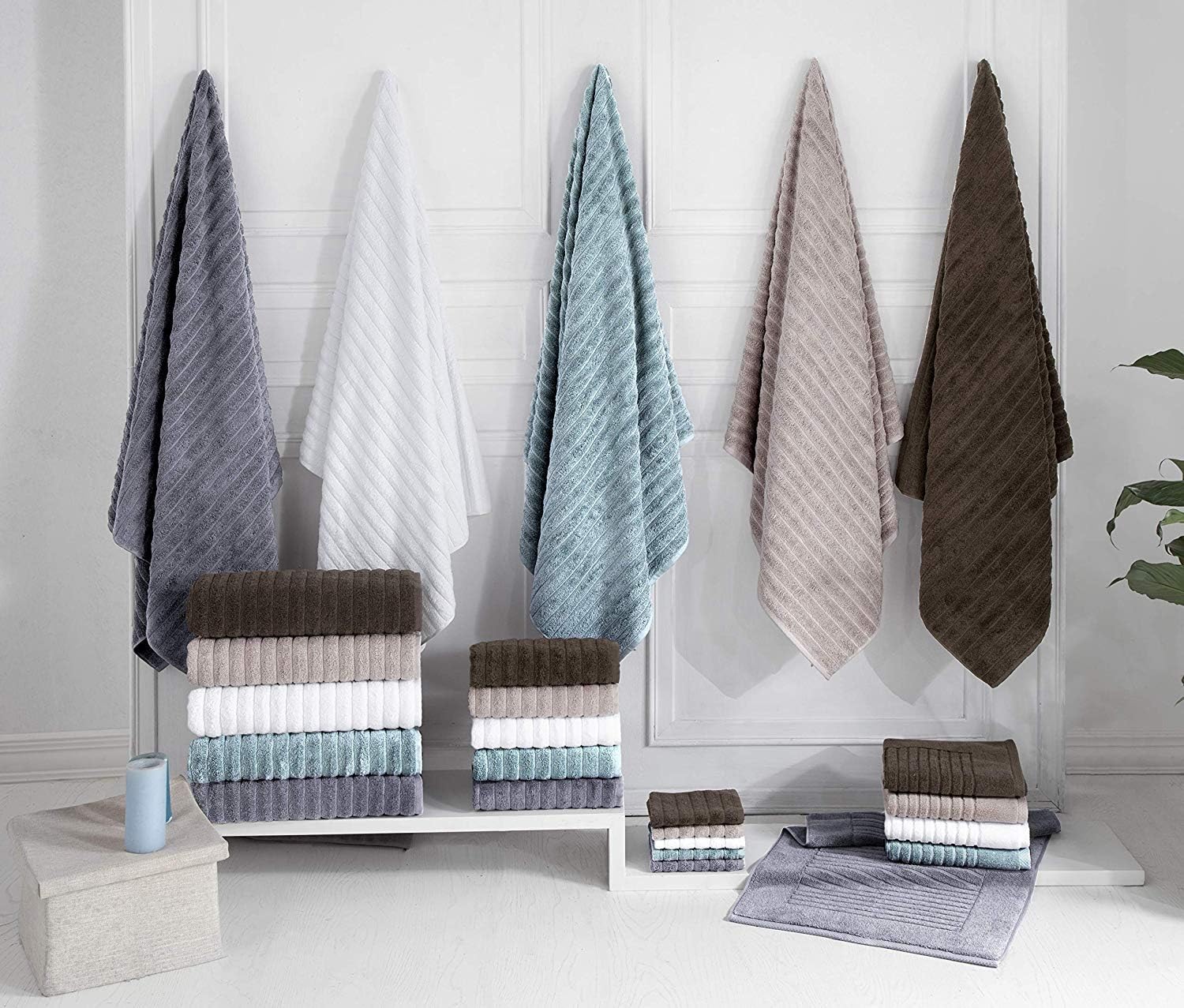 Classic Turkish Towels Luxury Bath Towel Set - Soft and Thick Oversized Ribbed Bathroom Towels Made with 100% Turkish Cotton (Platinum, 40x65 Bath Sheets): Home & Kitchen