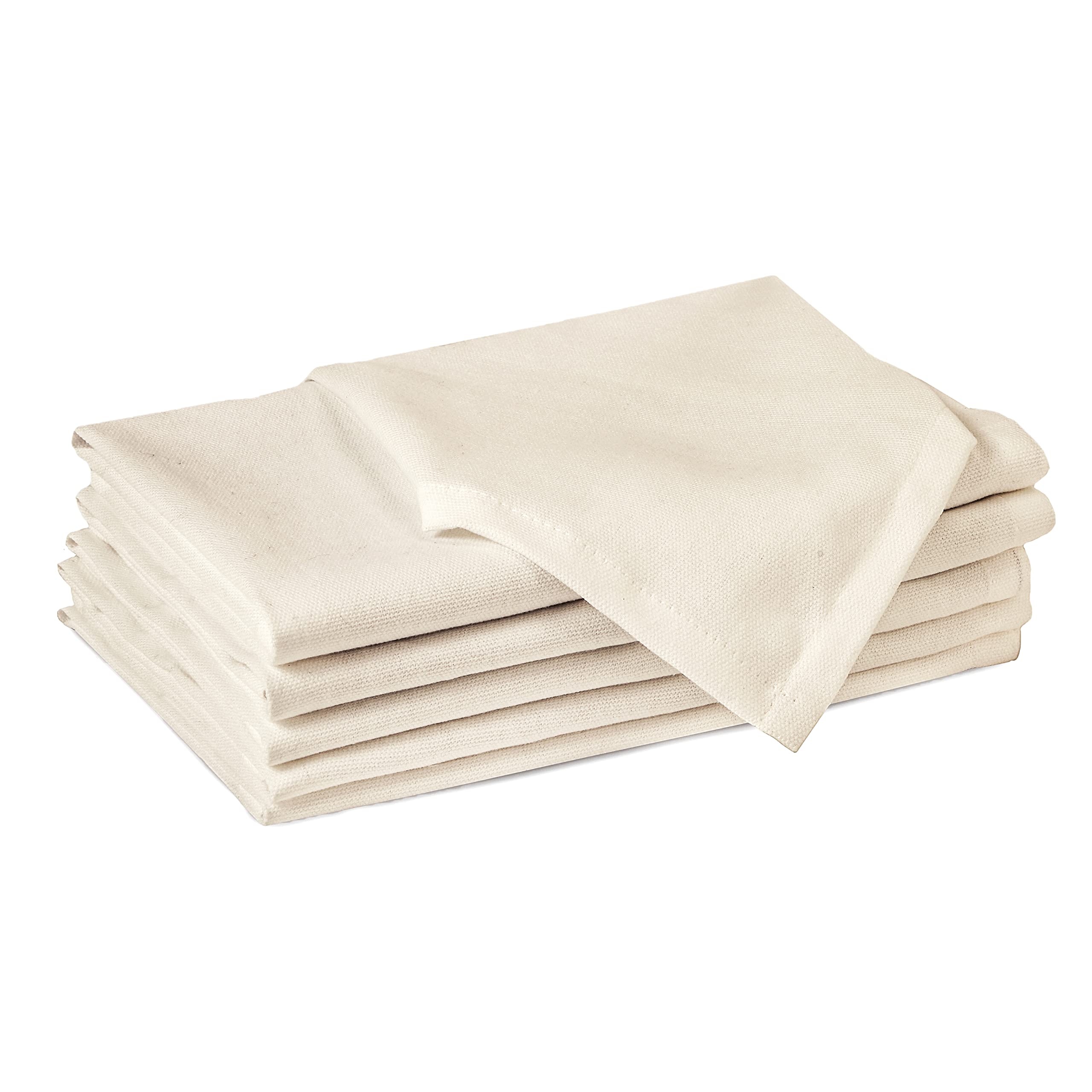 Encasa XO Natural Cloth Napkins Set of 6, 17x17 in | Solid Color Cotton Dinner Napkins | Washable & Reusable Wedding Napkins for Holiday Dinners, Party, & Everyday Table Decor