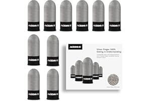 ACEDAYS Gaming Finger Sleeves,100% Visible Silver Fibers,Just Right Pressure/Breathable/Sweatproof,Gaming Gloves for PUBG Mobile/Knives Out/Call of Duty Mobile（10pcs） L