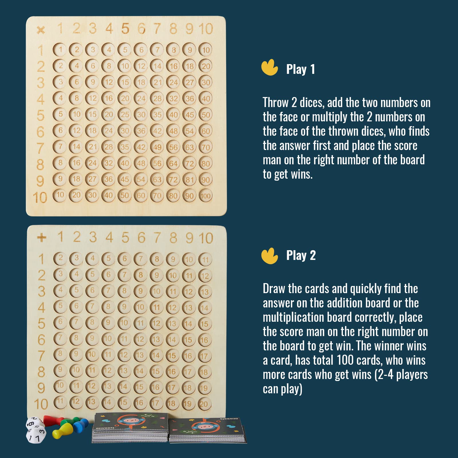 Mua Asweets 2 in 1 Wooden Montessori Multiplication Addition Board Game ...
