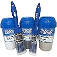 Touch Up Cup Paint Storage Containers and Paint Brushes for Touch Ups, Home Improvement, 3 Plastic Painting Cups with Lids, 2 Brushes, As Seen On Shark Tank Products