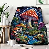 FexNuvko Mushroom Throw Blanket, Mushroom Gifts for Women Men, Soft Hippie Cottage Core Room Decor, Lighweight Flecce, 50x60 inches, 310 GSM, No Pilling, Single Sided Printed
