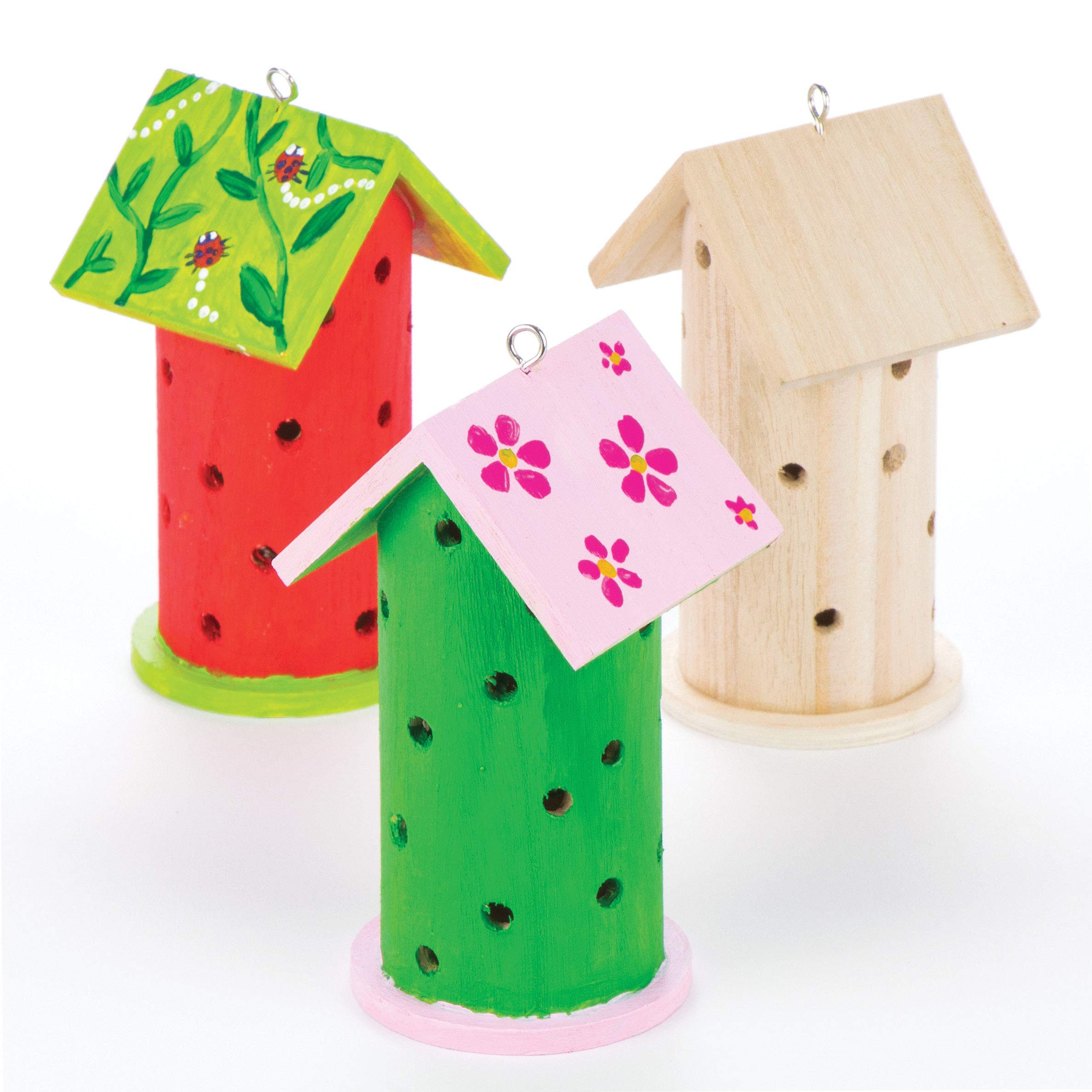 Baker Ross AV954 Wooden Ladybird House - Pack of 2, Perfect for Kids to Build and Design Their Own Bug House, an Outdoor Woodcraft Educational Activity