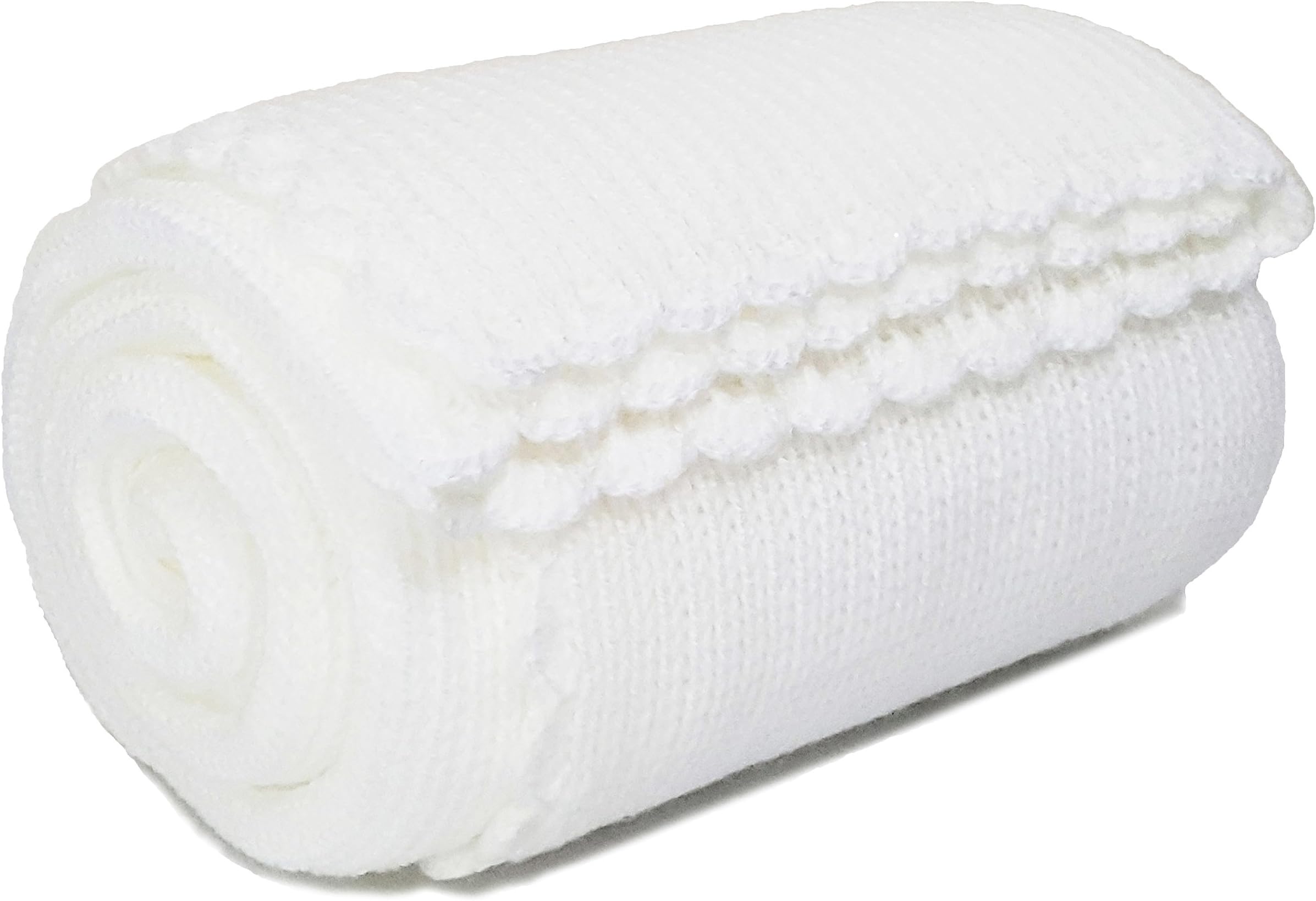 The Knit Wit Handmade Knitted Cellular Baby Blanket (Small, White)