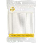 Wilton Lollipop Sticks, Cake Pop Sticks, 4 in., 150-Count | Food-Safe Paper Sticks for Dipping Cake Pops &amp; Lollipops in Chocolate, Easy Grip Design, Perfect for Clean Even Coating