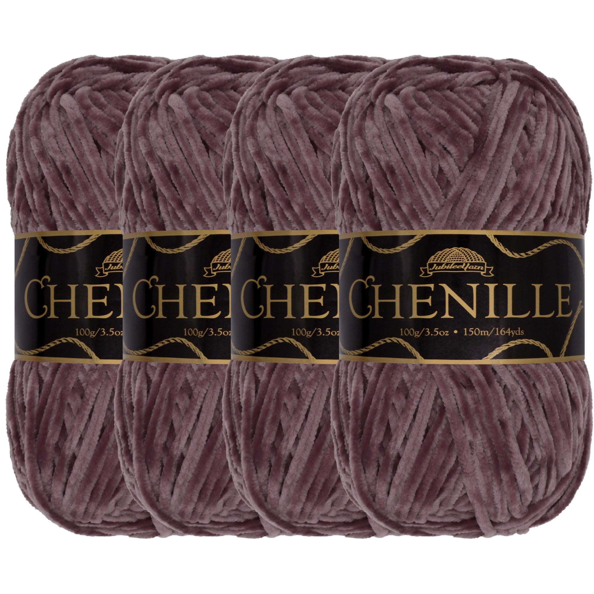 JubileeYarn Chenille Yarn - Worsted Weight - 100g/skein (4 Skeins, 111 Regal Iris)