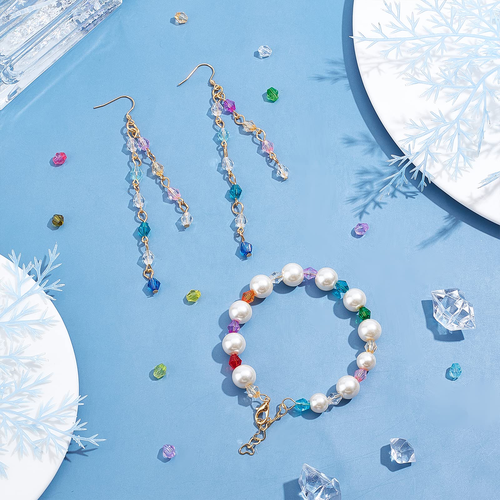 PH PandaHall 2160pcs 6mm Crystal Beads Bicone Bracelet Bead Faceted Acrylic Beads 24 Colors Rainbow Loose Craft Bead for Friendship Bracelet Necklace Earring Jewelry Making Flower Bag Decoration