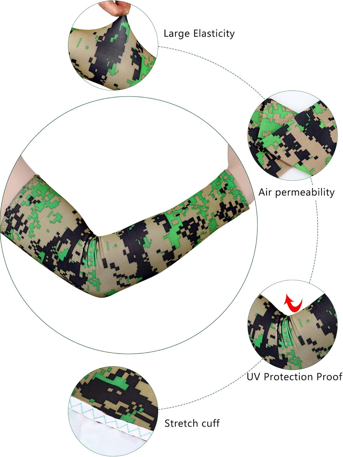 4 Pieces Face Cover Neck Gaiter and 4 Pairs Camouflage Cooling Arm Sleeves Summer UV Protection for Men Women: Clothing