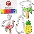Tropical Hawaiian Cookie Cutters 3-Pc. Set Made in USA by Ann Clark, Pineapple, Palm Tree, Flamingo