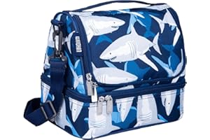 Wildkin Two Compartment Insulated Lunch Bag for Kids – School & Travel Ready - Sharks