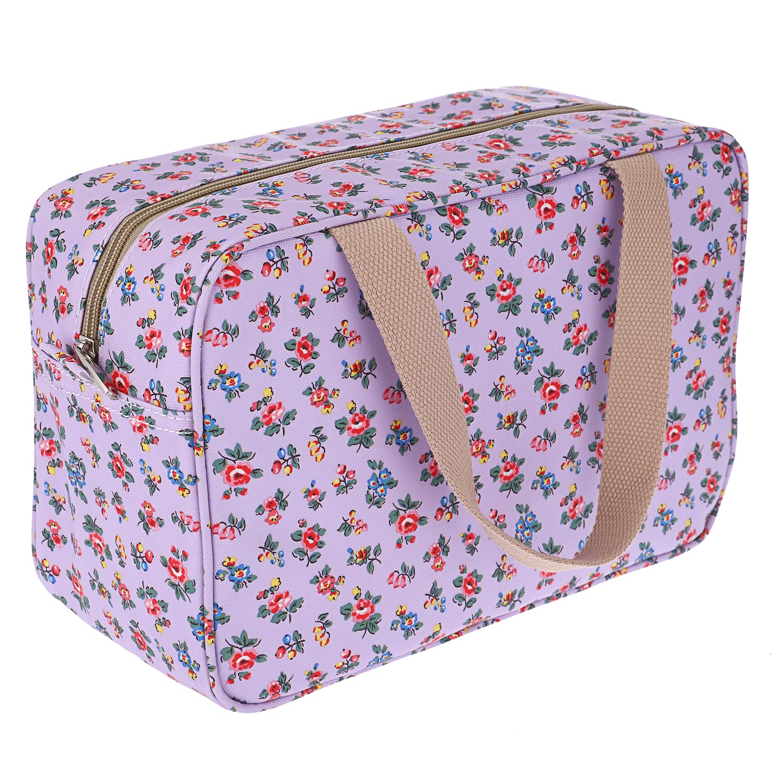 IGNPION Woman Large Travel Toiletry Bag Waterproof Wash Bag Make up Organizer Bag Cosmetic Bag Swimming Gym Bag (Purple Small Flower)