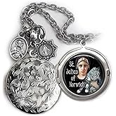 St. Julian of Norwich Locket Necklace, Patron Saint Confirmation Gift, Italian Charms, Catholic Jewelry
