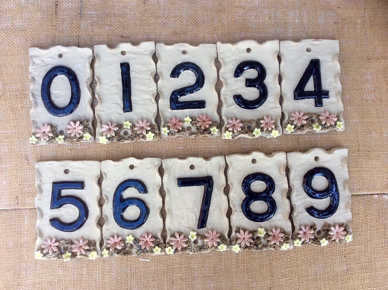 House number plaque / Number Tile / Ceramic house sign / 5.5 x 3.5