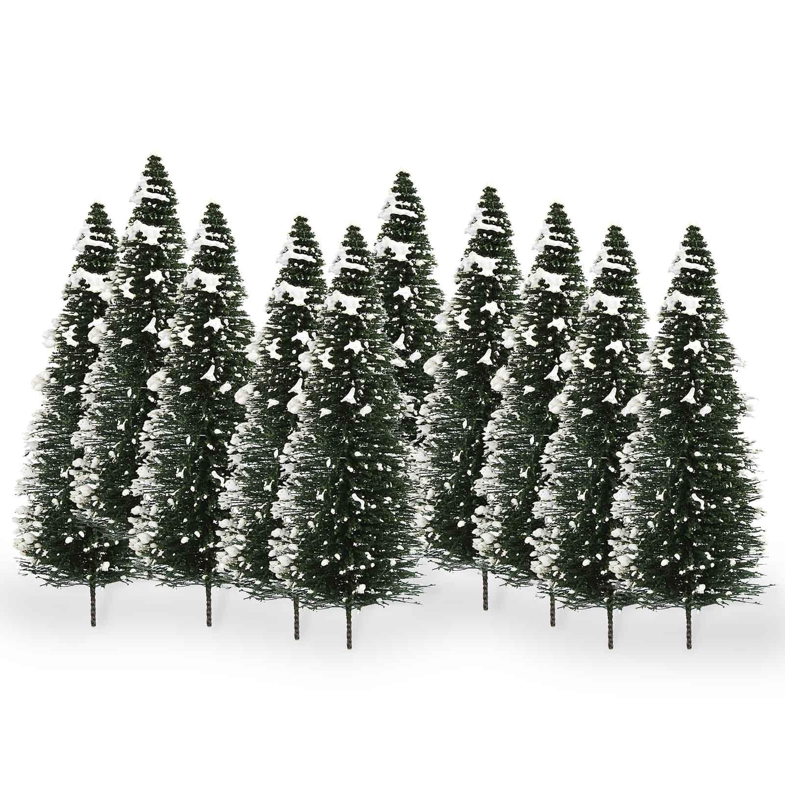 Evemodel 10pcs 125mm Model Tree Mini Snow Frost Trees for Holiday Party Landscape for Home Christmas Decoration Dioroma Models
