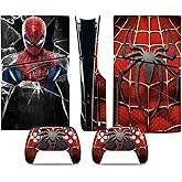 Decal Skin for PS5 Slim Console and Controllers Disk Edition, PS5 Console Accessories, Vinyl Skin Stickers for PlayStation 5 Slim - Red and Blue