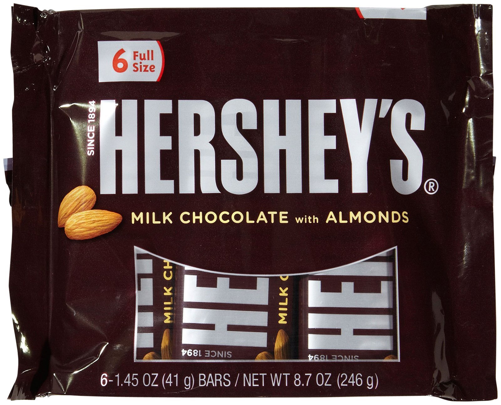 HERSHEY'S Snack Size Chocolate Bars with Almonds, 10.35