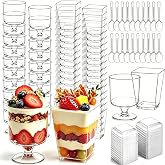 JPPSUJJ 430-Pack 5oz Disposable Clear Dessert Cups with Lids and Spoons | Parfait Cups, Mini Shooter Cups, Square Appetizer Cups, For Party Ice Cream Yogurt Pudding