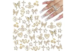 CUBLIVE 24PCS Nail Charms Y2k Alloy Nail Art Rhinestone Charms 3D Heart Bow Butterfly Charm with Rhinestones Cherry Nail Gems Shiny Jewelry Nail Decorations Accessories Supplies (SG)