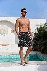 Lzzidou Men's Swim Trunks 8 Inch Inseam Mesh Lining