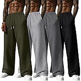 Neer 4 Pack Men's Lightweight Sweatpants Athletic Wide Leg Drawstring Open Bottom Pants Baggy Joggers Lounge with Pockets