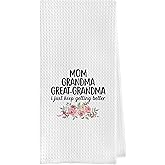 Geqtt Great Grandma Dish Towels - Great Grandma Gifts Waffle Weave Kitchen Towels, Grandma Hand Towel, Grandma Tea Towel, Grandma Gifts from Grandson Granddaughter (16×24 Inches)