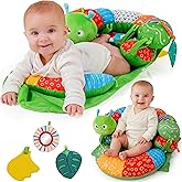 2-in-1 Tummy Time Mat & Baby Lounger Pillow - Seat Support for Baby Play Mat for Babies 0-6 Months, Infant Lounger Activity Center with Newborn Toys, Floor Pillows Sit Me Up, Infant Toys Floor Lounger