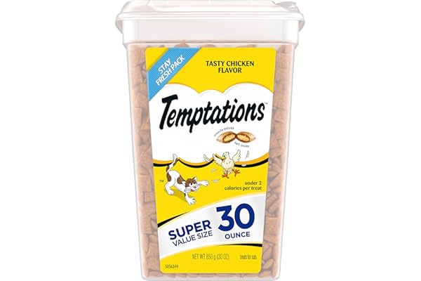 Temptations Cat Treats Classic Crunchy and Soft Cat Treats, Tasty Chicken Flavor, 30 oz. Tub