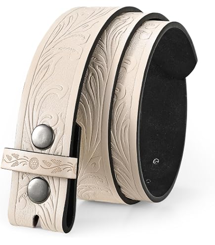 BS220 Western Floral Engraved Embossed Tooled Genuine Leather Belt