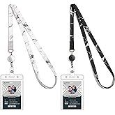 Cute Lanyard id Holder Durable Retractable Lanyards for ID Badges,Waterproof ID Badge Holder for Cruise Ships Key Cards (Black and White Marble)