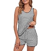 Namatime Womens Cotton Pajama Sets Striped Sleeveles Tank Top and Shorts Lounge Set Summer 2 Piece Sleepwear Sleep Set 2026