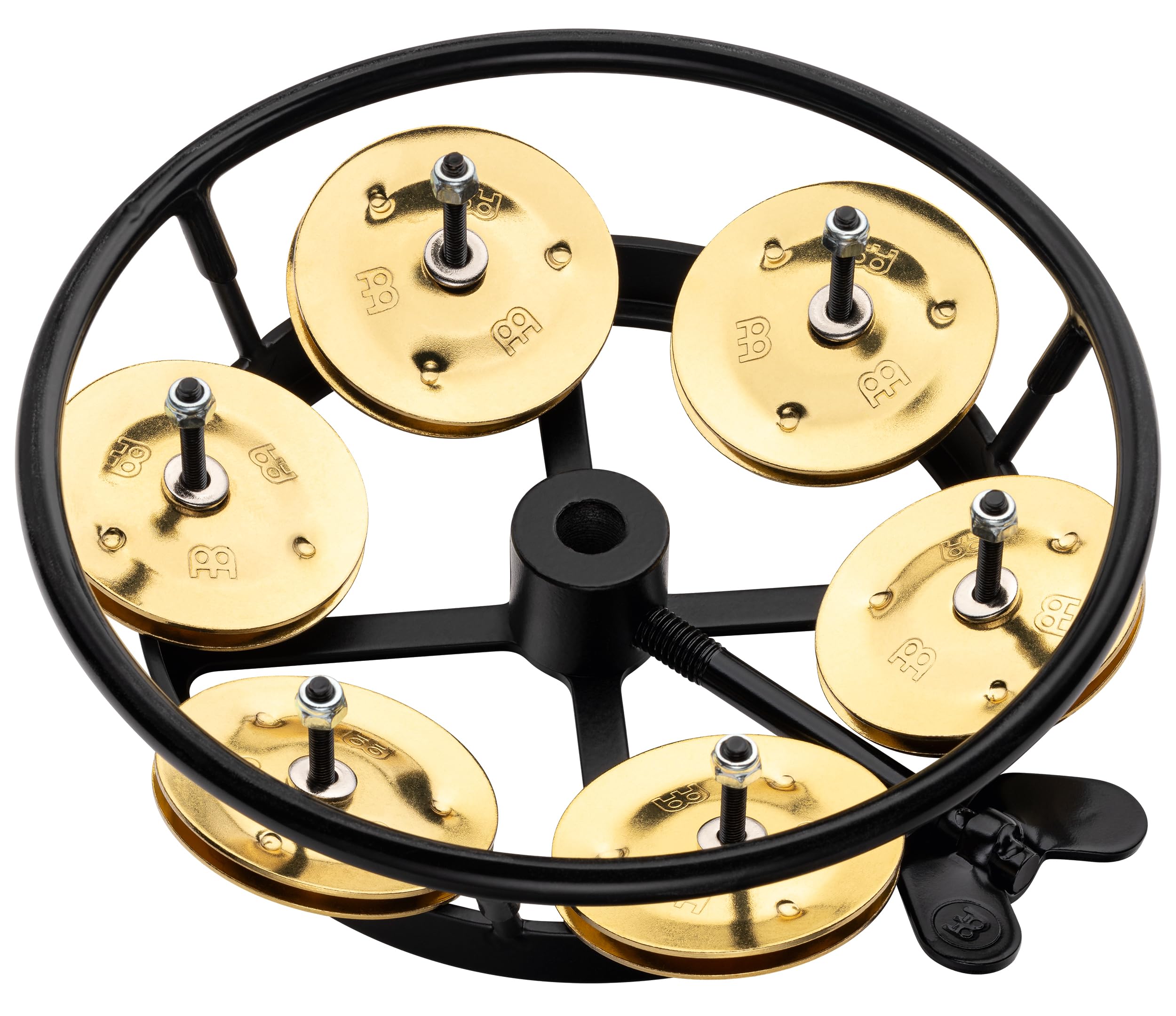 Meinl Percussion Professional Hihat Tambourine - Tambourine Add-On for Drum Cymbals - 5-inch Diameter - Rubberized / Brass, Black / Gold (THH1B-BK)
