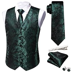 Barry.Wang Mens Suit Vest Paisley/Flower Silk