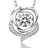 ARINZA Moissanite Necklace for Women, 1 Ct 925 Sterling Silver Dancing Stone Pendant, 18+2 Inch Chain, Valentine’s Day Christmas Gift for Her, Wife, Mom, Anniversary, Birthday