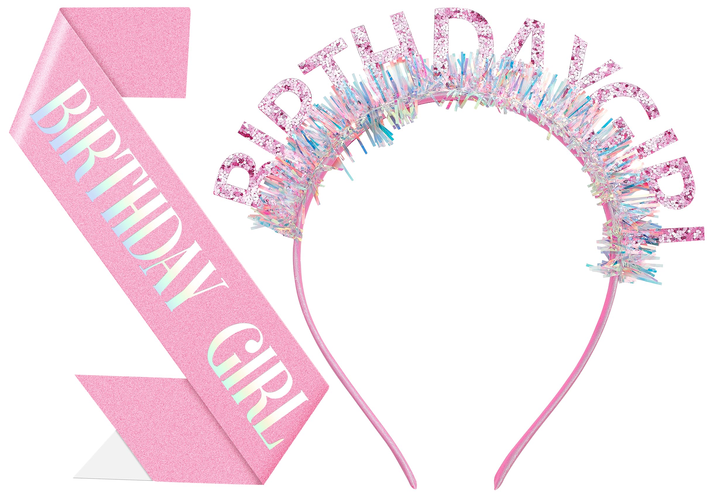 Zosutetoxo Headband With Sash, Birthday Crown & Sash For Birthday Queen, Princess Crown Girls For Birthday Decoration