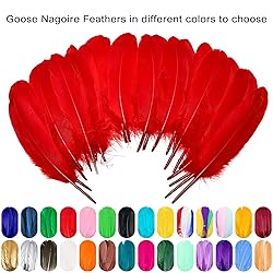 FeelfunFeather 120pcs Red Goose Feathers 6-8 Inch