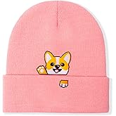 Dog Lover Embroidery Hat Beanie Gift Winter Warm Knit Cuffed Skull Cap for Women & Men Corgi Bulldog Beanie